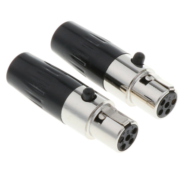 2 x 5 Pin XLR Female Cable Connector, Fit for Microphones, Black and Sliver