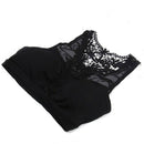 Women Hollow Crochet Padded Flower Back Sport Bra - Black O6X7