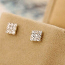 Mens Womens Clip On Earrings Rhinestone Diamante Square Magnetic Jewelry