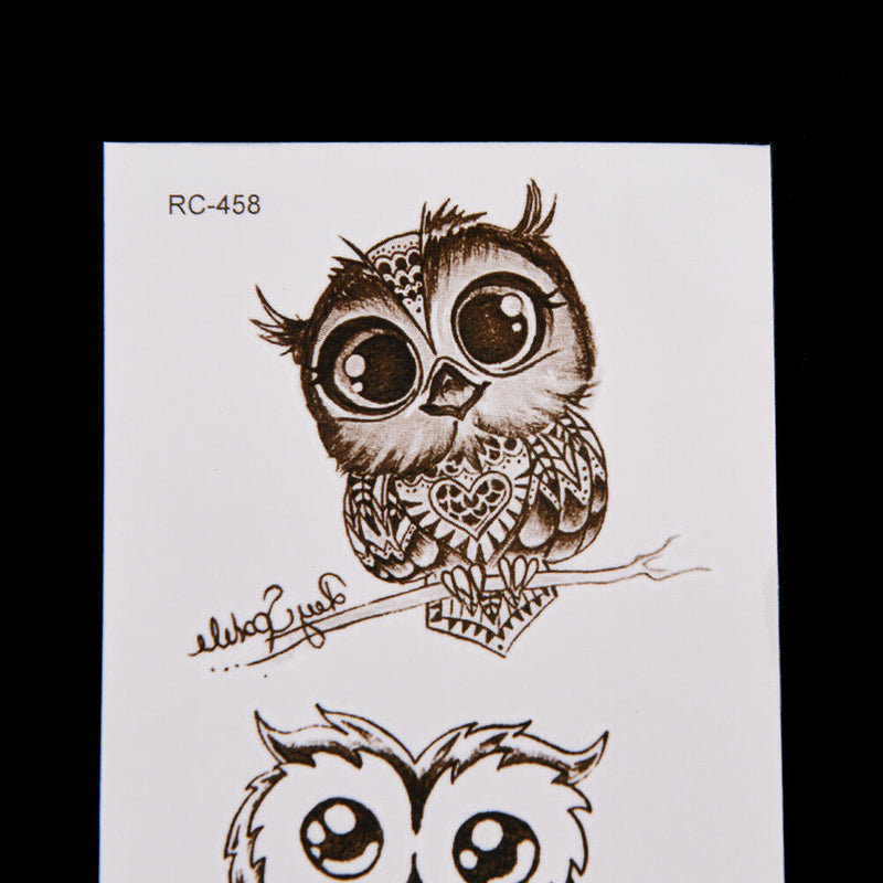 1X Makeup Cute Owl Tattoo Arm Body Art Waterproof Temporary Tattoo Stickers B.AU