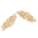 2pcs 16.6*6.5cm Wood Carved Corner Onlay Applique Door Cabinet Rose Unpaint Z6Y4