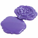 Rose Pattern Round Shaped Two Side Folding Metal Cosmetic Mirror Purple W3L1