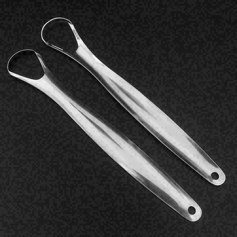Stainless Steel Tongue Scraper Cleaner Pouchs Dental Oral Bacteria Long Han K3K5