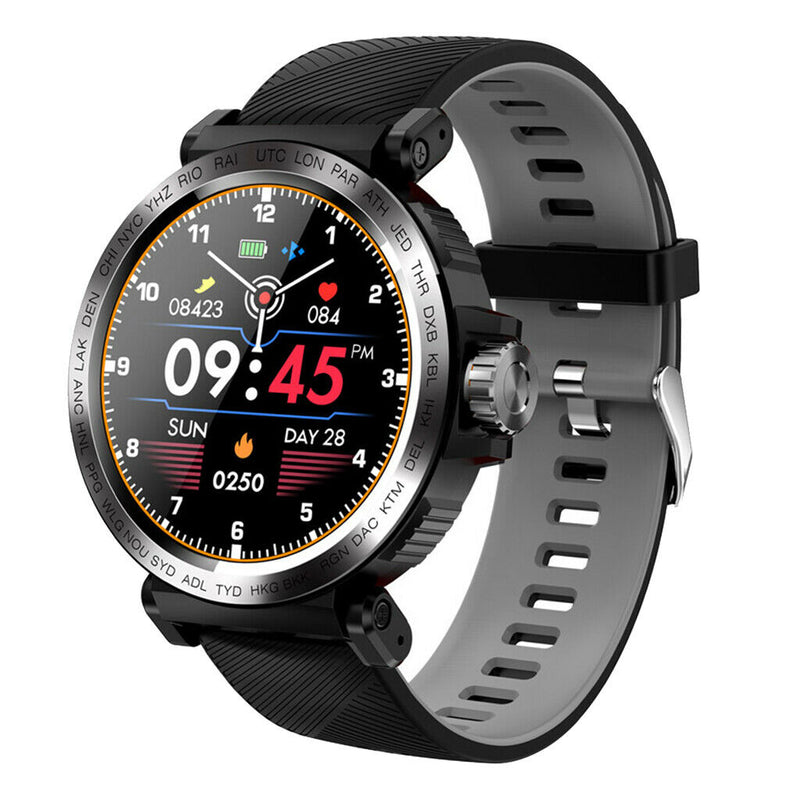 Smart Watch for Android Mens Heart Rate Blood Pressure Monitor Black+Grey