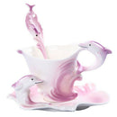 Cute Dolphin Handmade Porcelain Tea Mug Coffee Cup Set with Spoon and Sauce