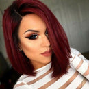 Fashion Wig Natural Short Straight Short Hair Wigs Wine Red Women's Wig with Cap