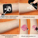 Women Glitter Tattoo Kit Semi-permanent Tattoo Decals Matching Template R1B1