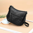 Solid Women Messenger Washed PU Leather Crossbody Bags Shoulder Handbags A