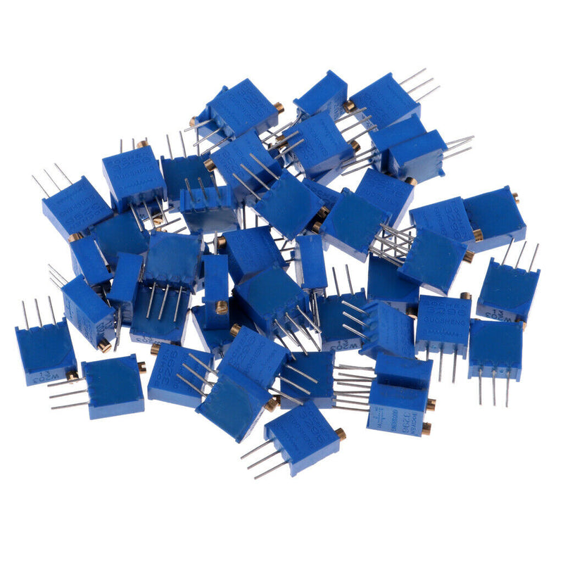 50 Pcs 10 Ohm- 20K Ohm 3296W Trimmer Trim Pot Potentiometer Resistor Kit