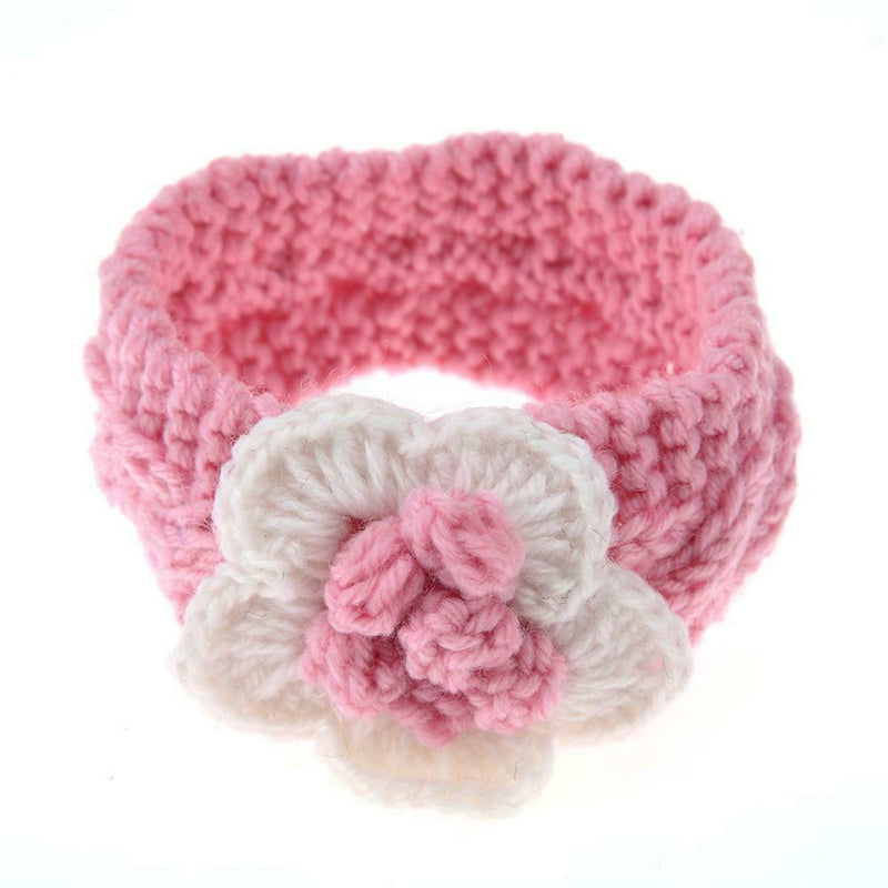 Knitted Flower Kids Hair Band Twist Woven Woolen Baby Headband(Pink) A
