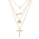 Fashion Women Multilayer Cross English Letter Pendant Choker Necklace Jewelr-