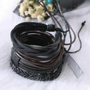 Man European Hot Retro Multilevel Cowhide Handmade Woven Bracelet A