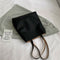 Fashion PU Handbag Women Totes Simple Large Capacity Shoulder Bag (Black)
