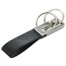 Elegant Black PU Strap Detachable Keychains with 2 Key Rings I2A6
