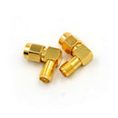 2Pcs RP-SMA Male To RP-SMA Female Male Pin Right Angle RF Connector Adapter MO