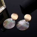 Fashion Round Shell Drop Dangle Earrings Metal Geometric Earrings For Women