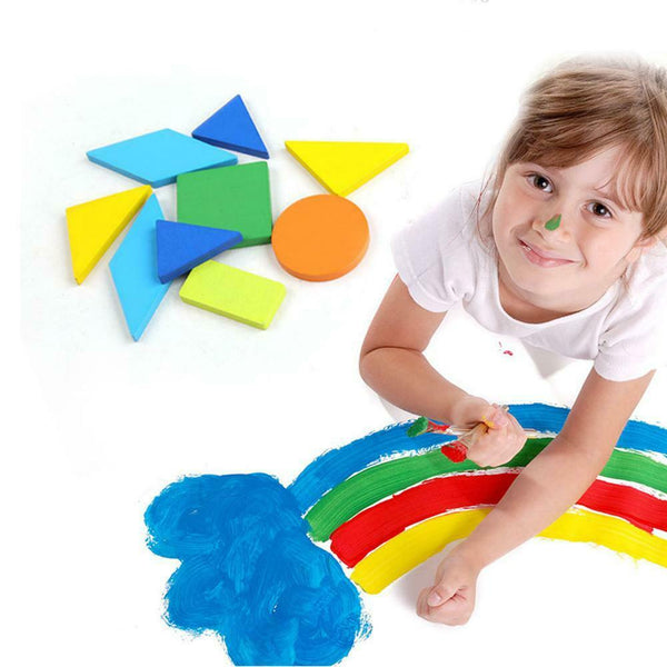 Wood Geometric Puzzle Toys Kids Children Montessori Jigsaw Educational Game Kits