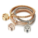 Womens 3Pcs Elastic Bracelets Bangle Hallow Out Tree Pendant Corn Chain Jewelry