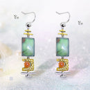 Retro Geometric Turquoise Drop Earrings Ethnic Ear Hook for Women Jewelry A
