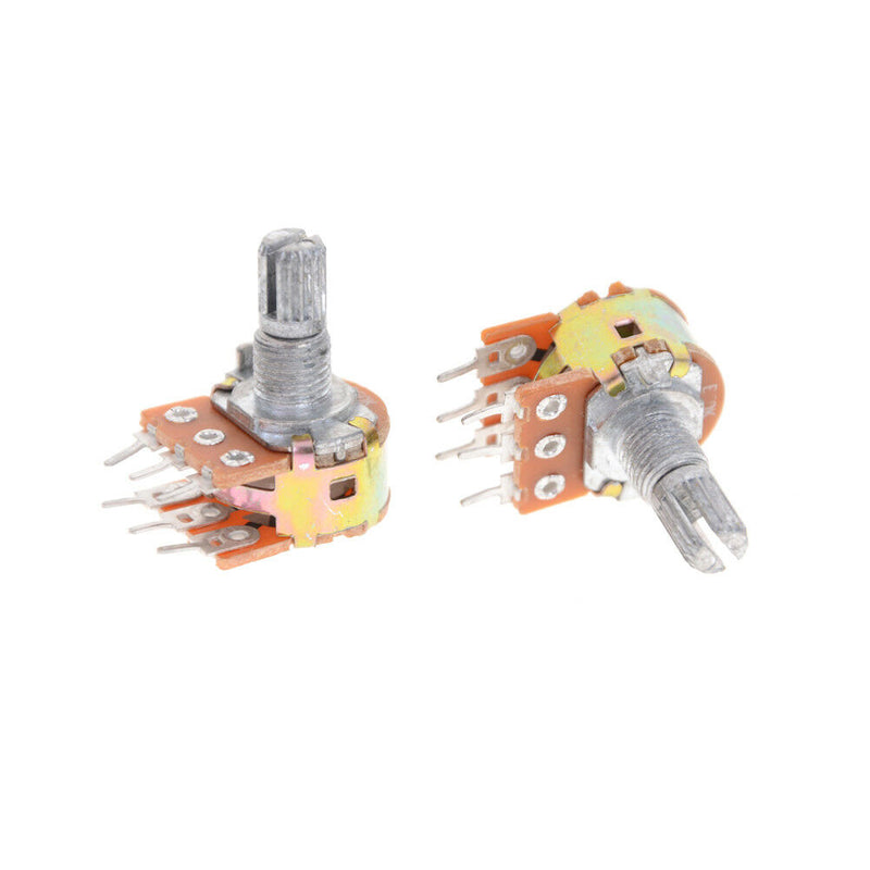 5pcs Dual Stereo Potentiometer Pot WH148 50K Ohm R Linear Shaft 15mm 6Pin B Cy