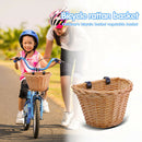 Children Bicycle Basket Handle Bar Wicker Woven Carrier Cycling Bags (L)