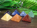 Set of 7 Chakra Pyramid Stone Set Crystal Healing Wicca Natural Spirituality New