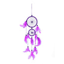 Double Ring Purple Feather Dream Catcher Wall Hanging Home Car Decor Craft
