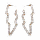 Bohemian White Woven Rice Beads Pendant Earrings Personality Geometric Shap