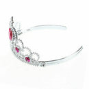 Woman Party Crown Plastic Red Heart Round Rhinestone Headband Hair Band