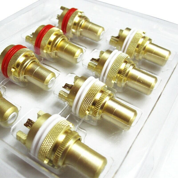 8pcs Red+White RCA Female Socket Chassis High Quality RCA CMC Female Connec O7N9