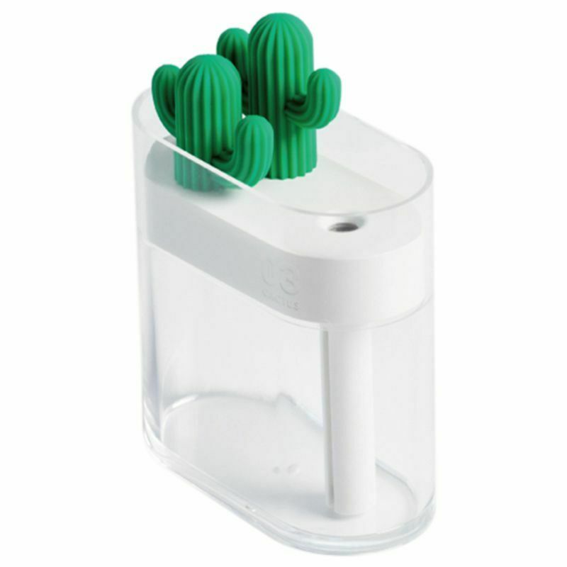 160ml Ultrasonic Air Humidifier Clear Cactus Color Light USB Essential Oil  S2U7