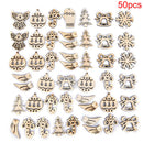 50Pcs Mixed Christmas Halloween Wood Slice Ornaments DIY Craft Decoration Charm-