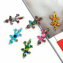 New 10Pcs Mixed Color Gecko Alloy Connectors 2 Loops DIY Jewelry Making Findings