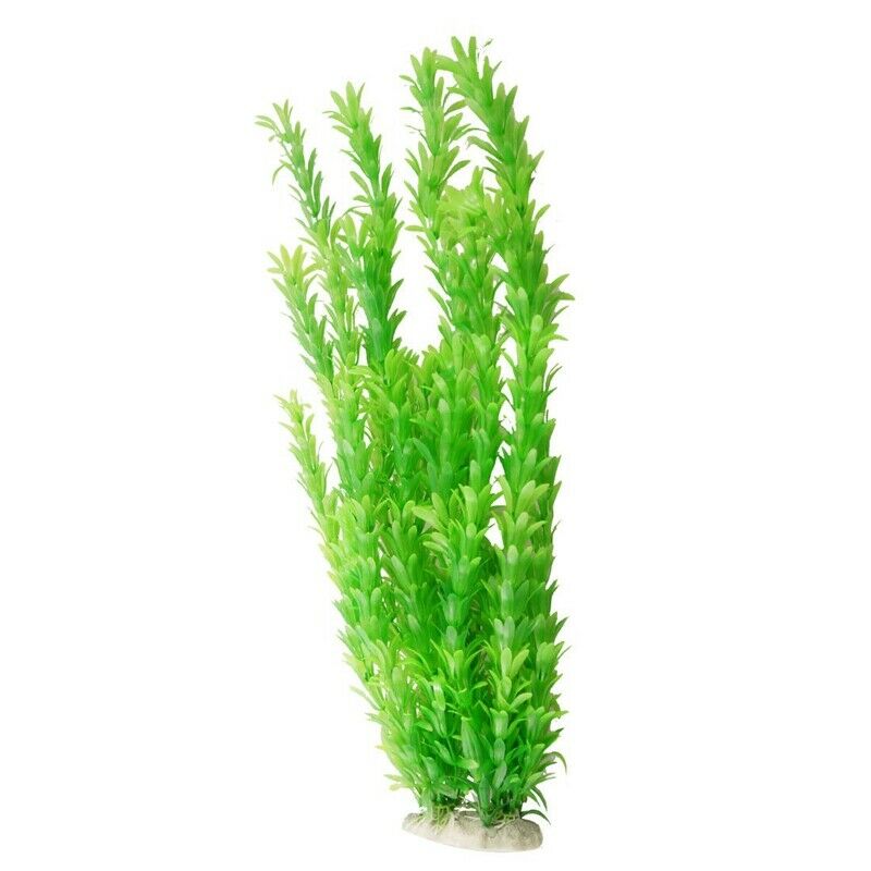 18" Height Artificial Plastic Green Plants Decoration for Fish Tank Aquariu N4Y2