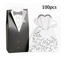 100pcs Wedding Favor Boxes Dress Tuxedo Party Candy Gift Bride Groom Shower