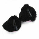2 pieces Black Cat Foot Paw Plush Gloves + Cat Ears Hair Clips Hair Pins Pa W8F3