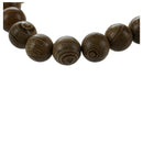12mm Dia Wooden Round Beads Growth Ring Detail Elastic Bracelet Brown S3U7