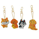 4pcs DIY Diamond Dog Keychain Special Full Drill Painting Women Bag Keyring