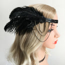1920s Flapper Feather Headband/Women Rhinestone Beaded Headpiece/Bohemian Style