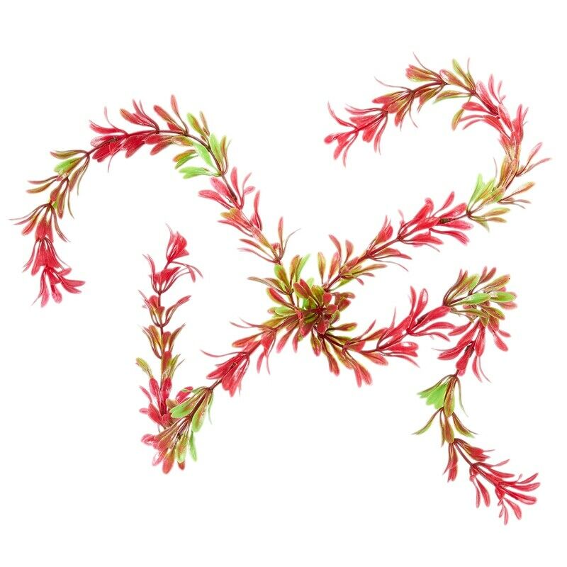 Aquarium Air Stone Red Green Artificial Aquatic Plant Ornament 15" V1J7