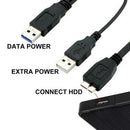 USB 3.0 Hard Disk Drive Dual 2 HDD Data Type A Male to Micro B Y Male Lead Cable