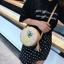 Round Women Straw Bags Leaves Rattan Woven Beach Shoulder Bags Ladies Cossb F2N4