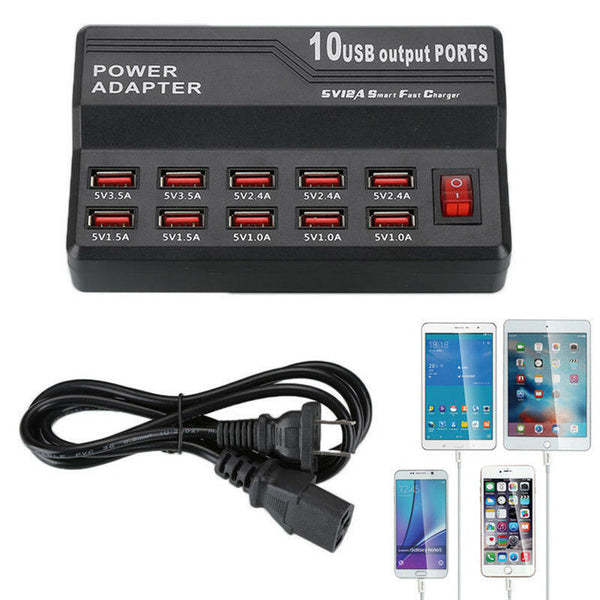 10Ports Fast USB Charging Station Power Adapter Wall Travel Desktop Charger N Bj