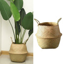 20cm Seagrass Wicker Basket Foldable Plant Pot Nursery Laundry Storage Bag Decor