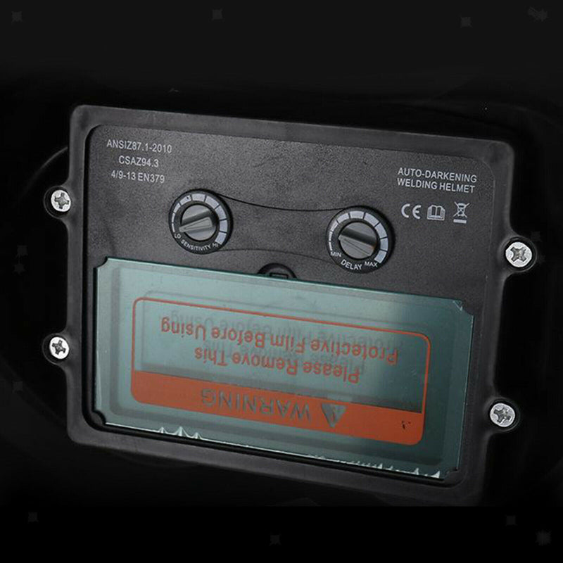 Solar Power Auto Darkening Welding Helmet Shade Range 9-13 with Grinding Feature