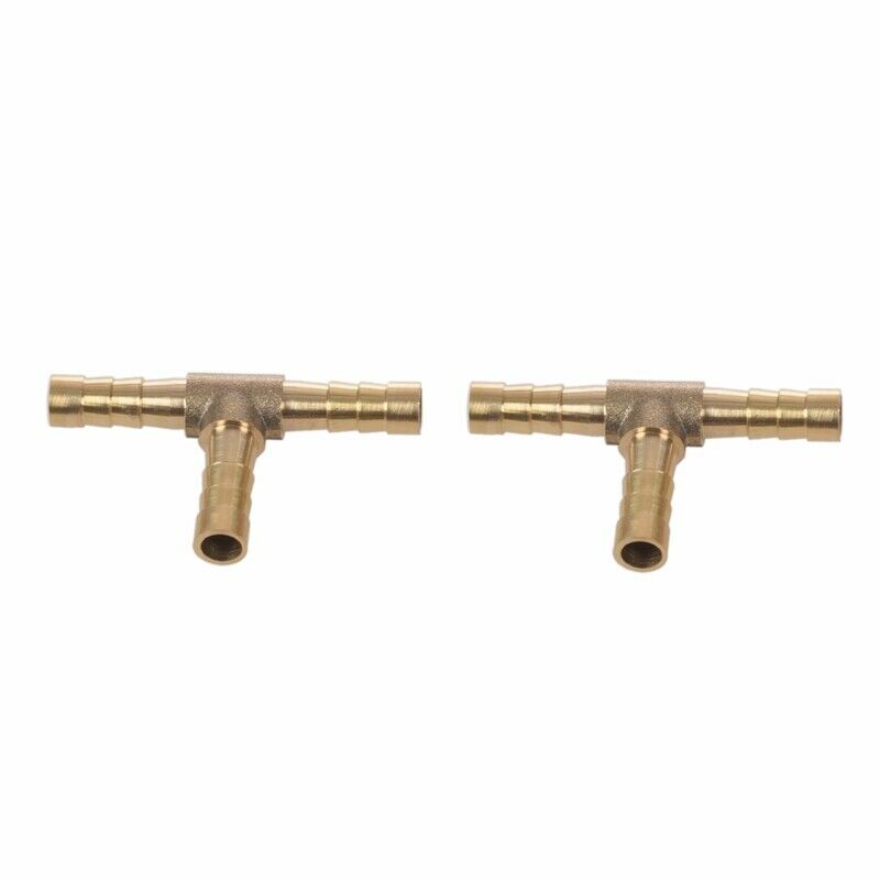 2pcs Air Fuel Water 3-Way Brass Tee T Fitting Hose Barb Connector R5N3