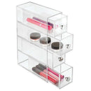 4 Plastic Vanity, Compact Narrow Storage Organization Drawers Set for Cosme