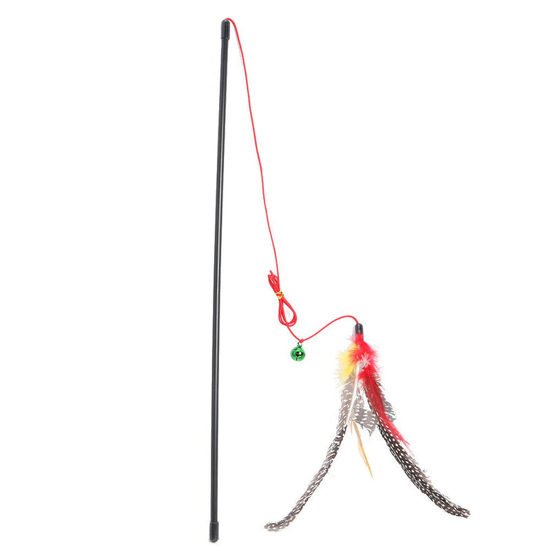 Cat Teaser Wand Toys Feather Rod Kitten Interactive Stick with Bell Pet Supplies