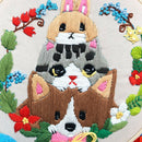 4Pcs DIY Patterned Cross Stitch Kit Material w/ Cloth Bamboo Hoop Needles Tools