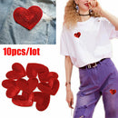 Clothes Patches Love Heart Iron On Sweater Sequined Glitter Embroidered